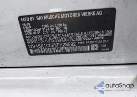 2019 BMW 330I from USA, damaged, VIN WBA5R1C56KFH28592